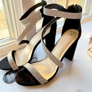 Black Silver Diamond Heels